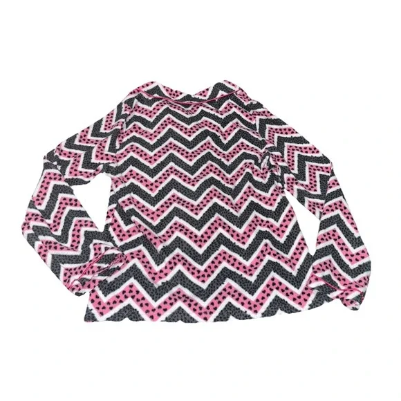 Coastal Club Girls XL 14/16 Pajama Set Pink Black Chevron Fleece 2pc PJ Set - Picture 5 of 9